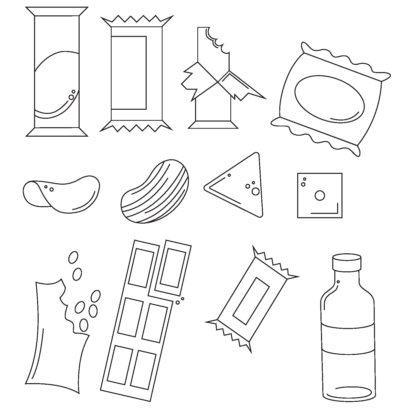 sketches of snack lounge pattern elements