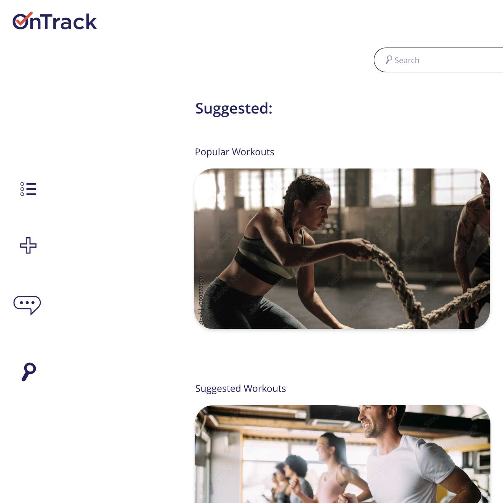 on track desktop search page