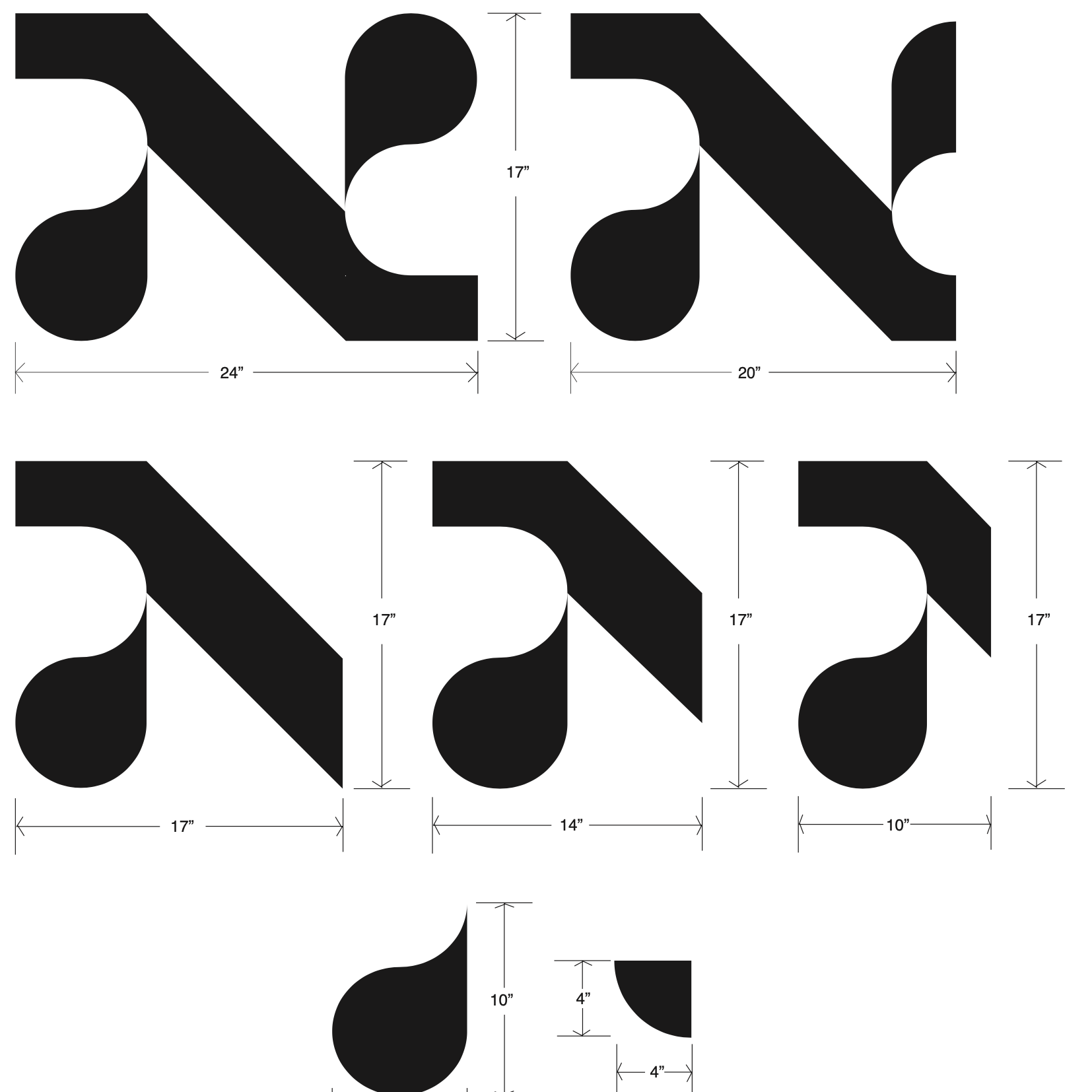 screenshot of letterforms with sizes